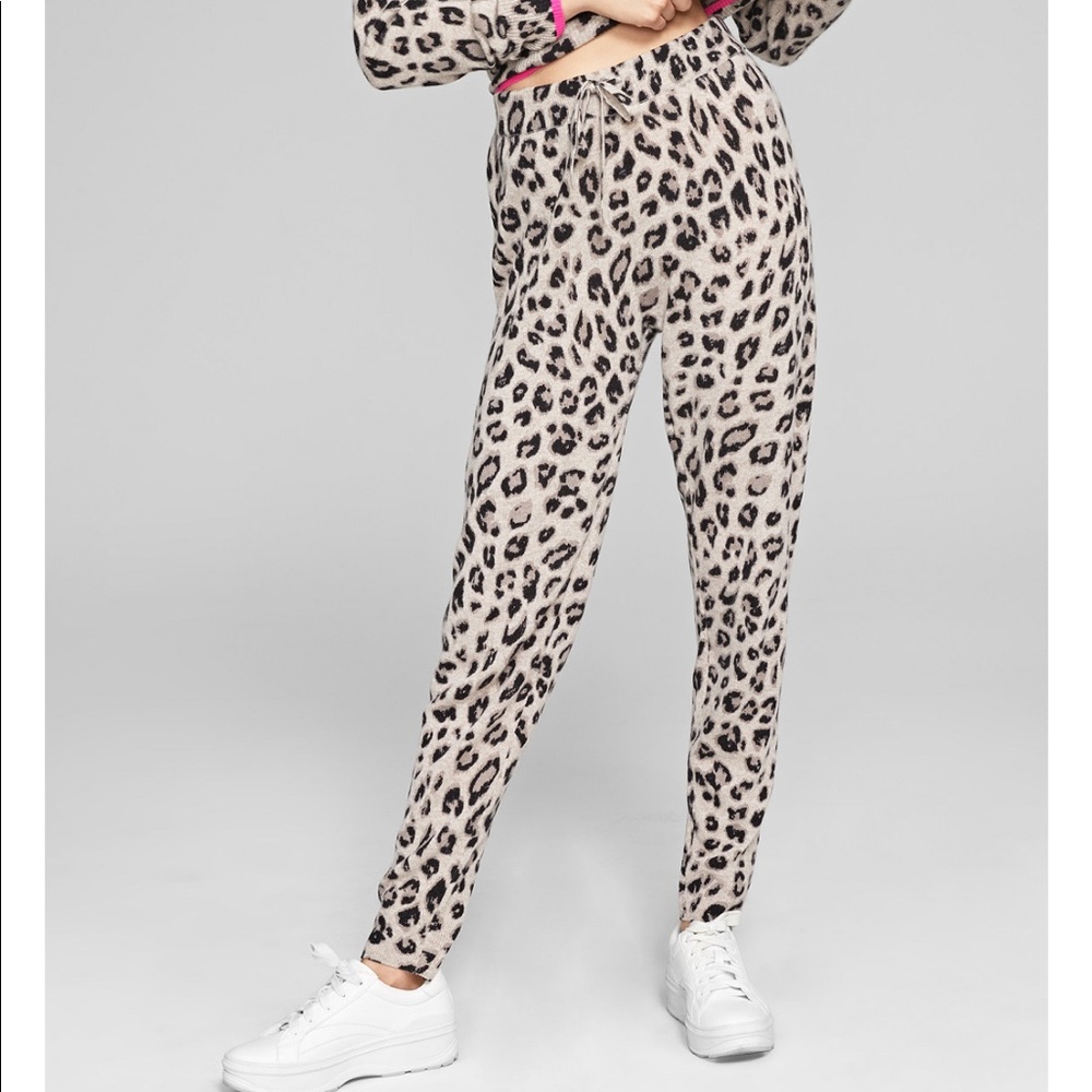 Cashmere Animal-Print Knit Jogger Pants